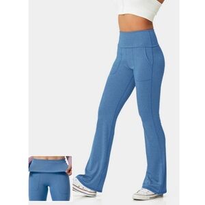 Halara Super High Waisted Foldover Pocket Full Length Flare Leggings Medium.